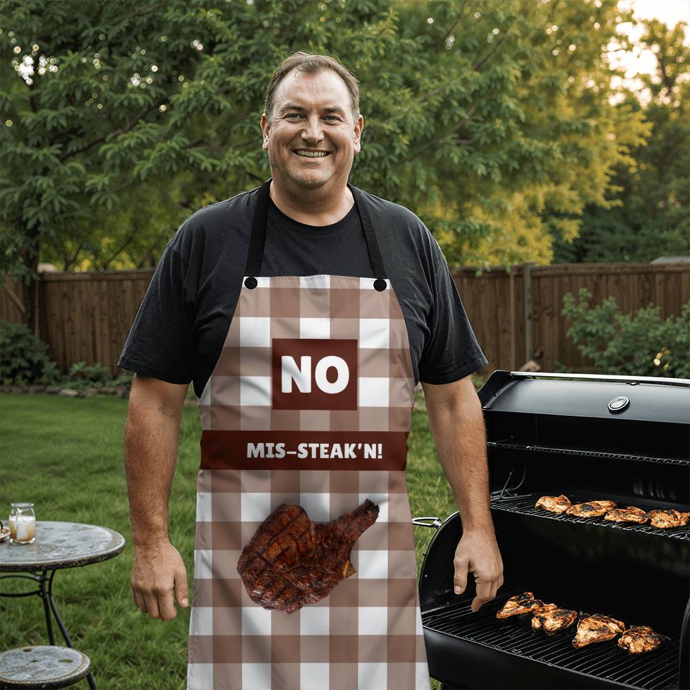 Brown/White Apron No Mis-Steak'n